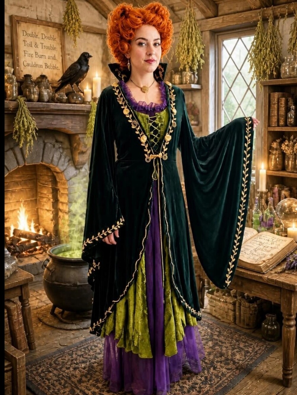 Upcycled Winifred Sanderson Costume Set With Handmade Spell Book Purse Size L